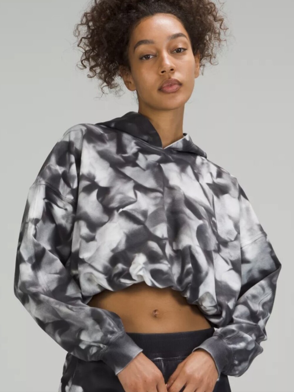 Lululemon LA All Yours Gray & White Tie-Dye Bubble Pullover Hoodie Comfy Sporty